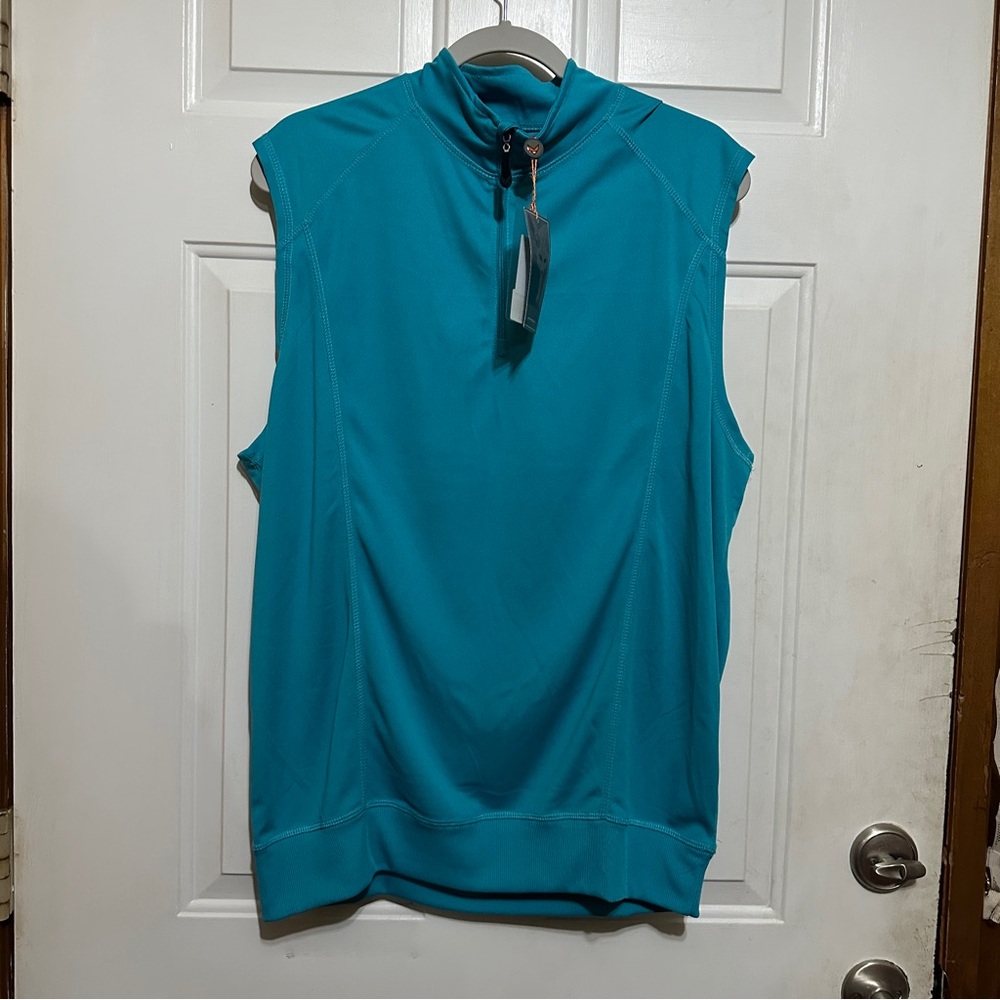 Fennec performance‎ Vest Mens L Teal 1/4 Zip Sleeveless Golf Jacket Lightweight
